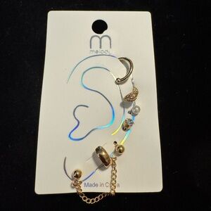 Gold Earring Set–Huggie,Chain,Pearl& Stud Stack